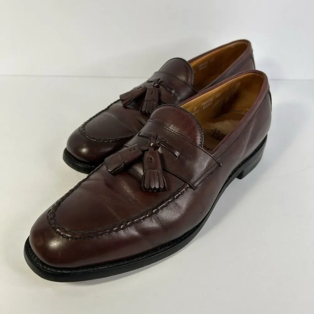 ALLEN EDMONDS Men Loafers Grayson 10.5 D Burgundy Slip-On Dress Shoes Tassel